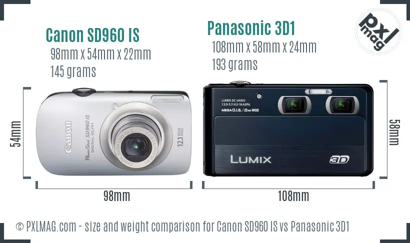 Canon SD960 IS vs Panasonic 3D1 size comparison Canon SD960 IS vs Panasonic 3D1 size comparison