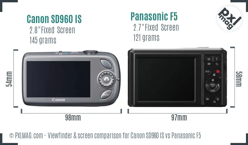 Canon SD960 IS vs Panasonic F5 Screen and Viewfinder comparison Canon SD960 IS vs Panasonic F5 Screen and Viewfinder comparison