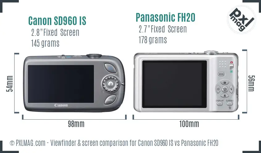 Canon SD960 IS vs Panasonic FH20 Screen and Viewfinder comparison Canon SD960 IS vs Panasonic FH20 Screen and Viewfinder comparison