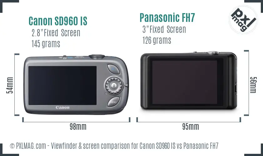 Canon SD960 IS vs Panasonic FH7 Screen and Viewfinder comparison Canon SD960 IS vs Panasonic FH7 Screen and Viewfinder comparison