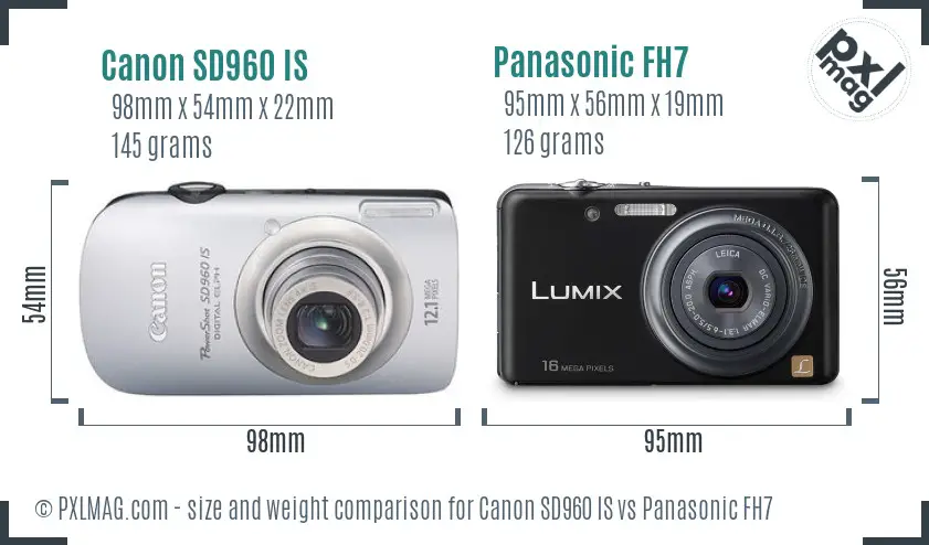 Canon SD960 IS vs Panasonic FH7 size comparison Canon SD960 IS vs Panasonic FH7 size comparison