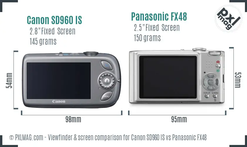 Canon SD960 IS vs Panasonic FX48 Screen and Viewfinder comparison Canon SD960 IS vs Panasonic FX48 Screen and Viewfinder comparison