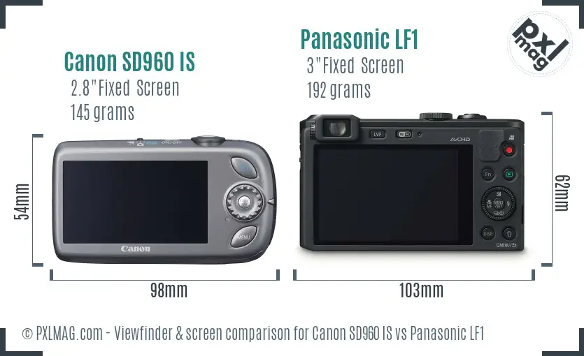 Canon SD960 IS vs Panasonic LF1 Screen and Viewfinder comparison Canon SD960 IS vs Panasonic LF1 Screen and Viewfinder comparison