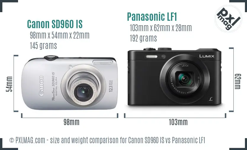 Canon SD960 IS vs Panasonic LF1 size comparison Canon SD960 IS vs Panasonic LF1 size comparison