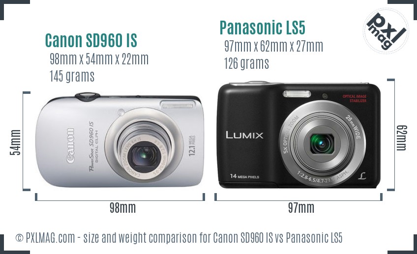 Canon SD960 IS vs Panasonic LS5 size comparison Canon SD960 IS vs Panasonic LS5 size comparison