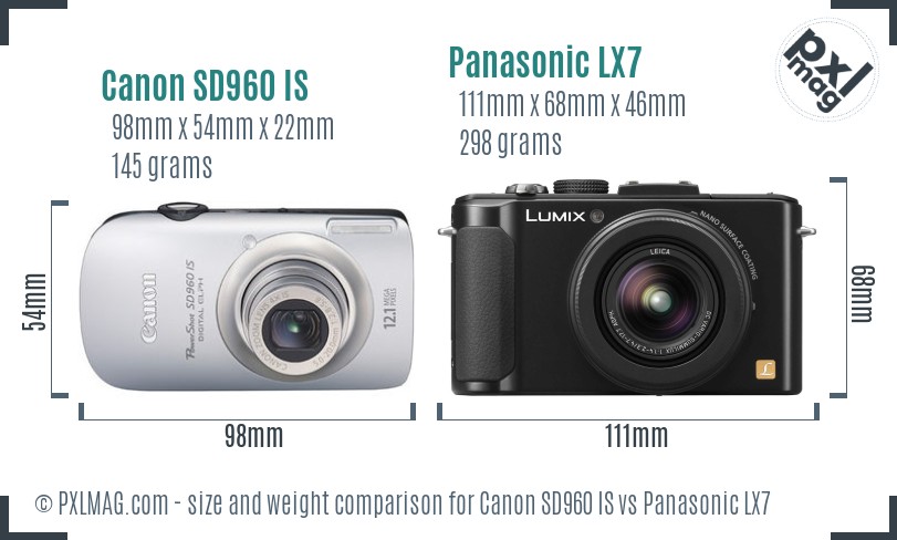 Canon SD960 IS vs Panasonic LX7 size comparison Canon SD960 IS vs Panasonic LX7 size comparison