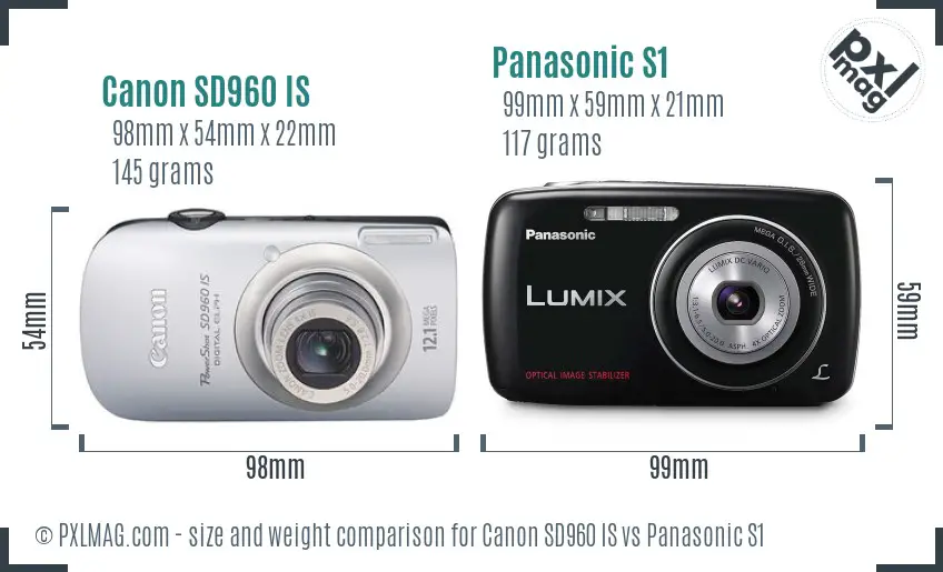 Canon SD960 IS vs Panasonic S1 size comparison
