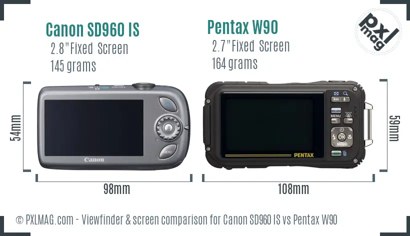 Canon SD960 IS vs Pentax W90 Screen and Viewfinder comparison Canon SD960 IS vs Pentax W90 Screen and Viewfinder comparison