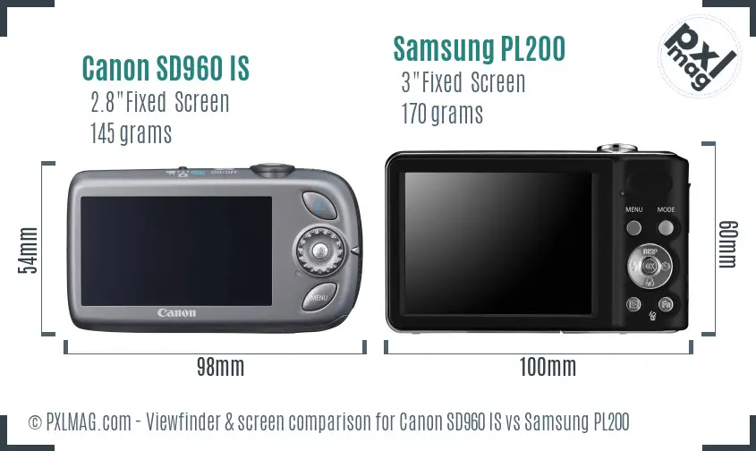 Canon SD960 IS vs Samsung PL200 Screen and Viewfinder comparison Canon SD960 IS vs Samsung PL200 Screen and Viewfinder comparison