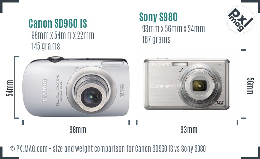 Canon SD960 IS vs Sony S980 size comparison Canon SD960 IS vs Sony S980 size comparison