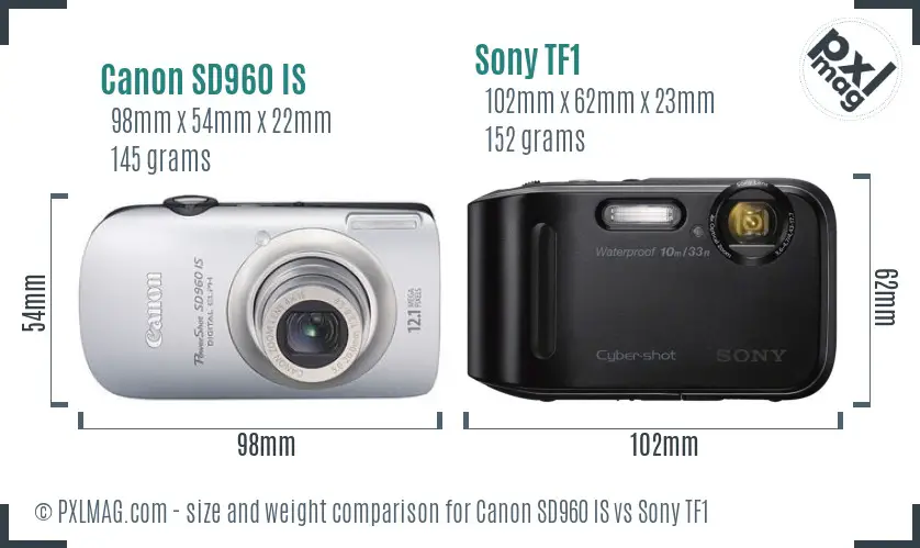 Canon SD960 IS vs Sony TF1 size comparison Canon SD960 IS vs Sony TF1 size comparison