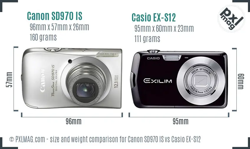 Canon SD970 IS vs Casio EX-S12 size comparison Canon SD970 IS vs Casio EX-S12 size comparison