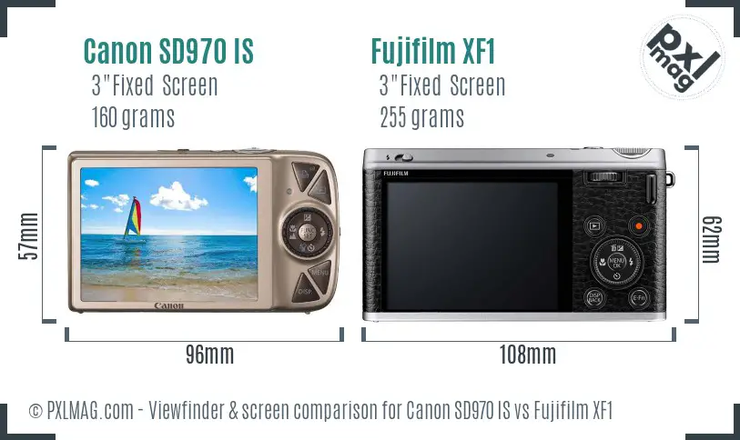 Canon SD970 IS vs Fujifilm XF1 Screen and Viewfinder comparison Canon SD970 IS vs Fujifilm XF1 Screen and Viewfinder comparison