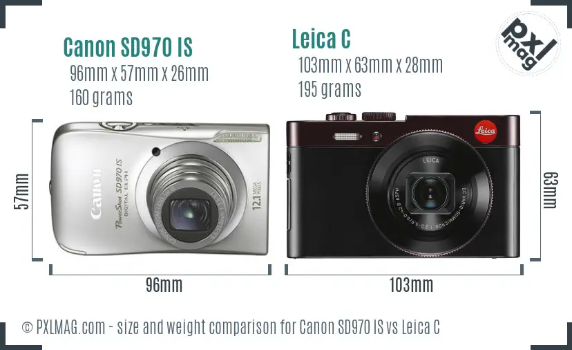 Canon SD970 IS vs Leica C size comparison
