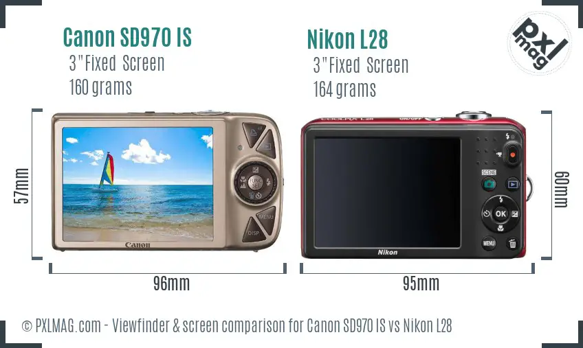 Canon SD970 IS vs Nikon L28 Screen and Viewfinder comparison Canon SD970 IS vs Nikon L28 Screen and Viewfinder comparison