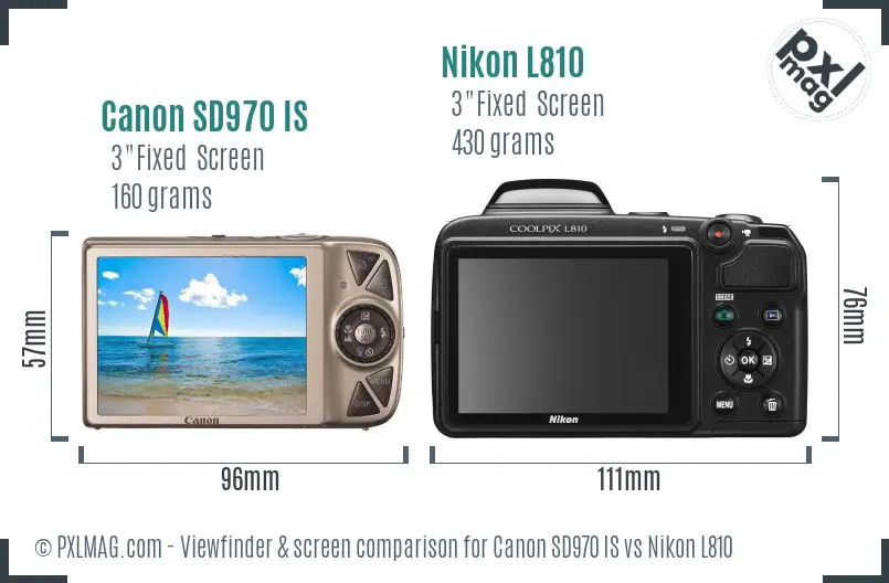 Canon SD970 IS vs Nikon L810 Screen and Viewfinder comparison Canon SD970 IS vs Nikon L810 Screen and Viewfinder comparison