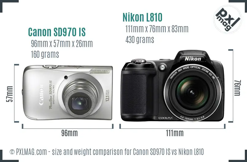 Canon SD970 IS vs Nikon L810 size comparison Canon SD970 IS vs Nikon L810 size comparison