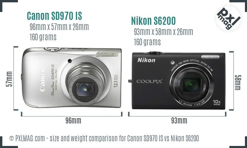 Canon SD970 IS vs Nikon S6200 size comparison