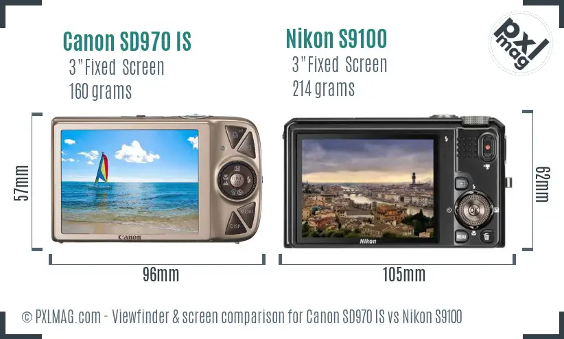 Canon SD970 IS vs Nikon S9100 Screen and Viewfinder comparison Canon SD970 IS vs Nikon S9100 Screen and Viewfinder comparison