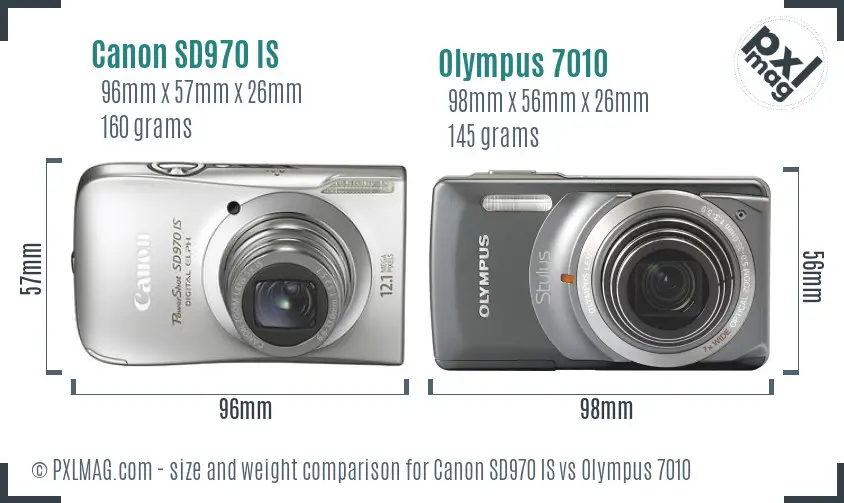 Canon SD970 IS vs Olympus 7010 size comparison