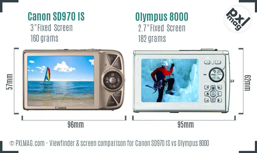 Canon SD970 IS vs Olympus 8000 Screen and Viewfinder comparison Canon SD970 IS vs Olympus 8000 Screen and Viewfinder comparison