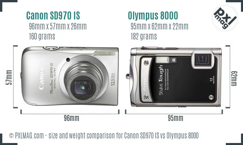 Canon SD970 IS vs Olympus 8000 size comparison Canon SD970 IS vs Olympus 8000 size comparison