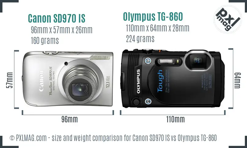 Canon SD970 IS vs Olympus TG-860 size comparison