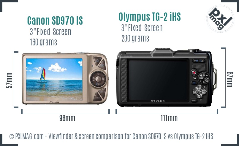 Canon SD970 IS vs Olympus TG-2 iHS Screen and Viewfinder comparison