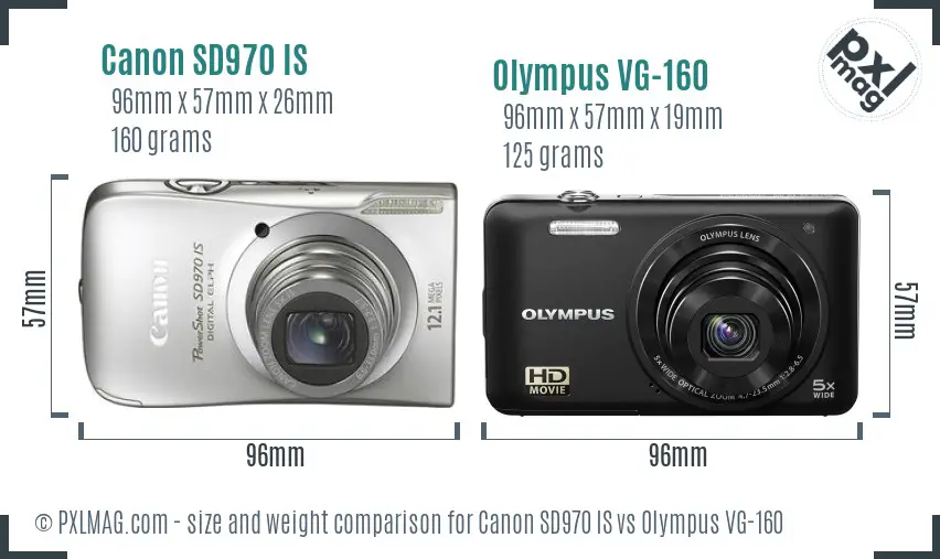 Canon SD970 IS vs Olympus VG-160 size comparison