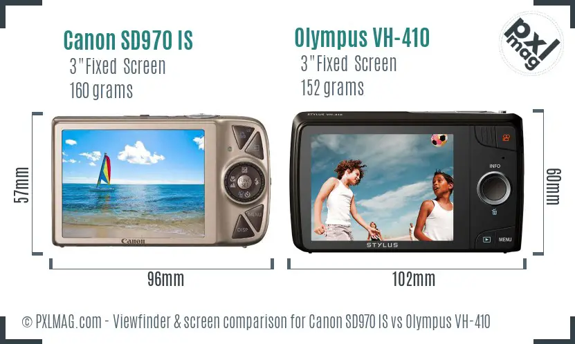 Canon SD970 IS vs Olympus VH-410 Screen and Viewfinder comparison Canon SD970 IS vs Olympus VH-410 Screen and Viewfinder comparison