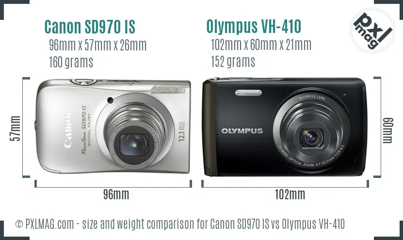 Canon SD970 IS vs Olympus VH-410 size comparison Canon SD970 IS vs Olympus VH-410 size comparison
