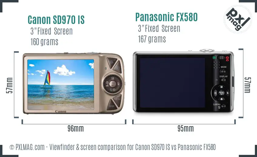 Canon SD970 IS vs Panasonic FX580 Screen and Viewfinder comparison Canon SD970 IS vs Panasonic FX580 Screen and Viewfinder comparison