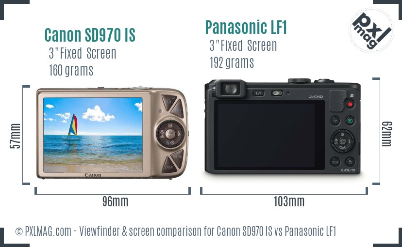 Canon SD970 IS vs Panasonic LF1 Screen and Viewfinder comparison