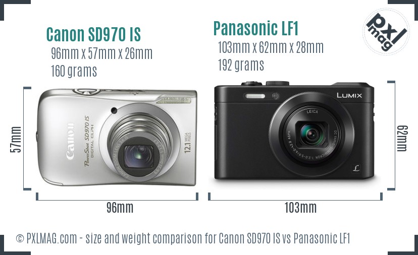 Canon SD970 IS vs Panasonic LF1 size comparison Canon SD970 IS vs Panasonic LF1 size comparison