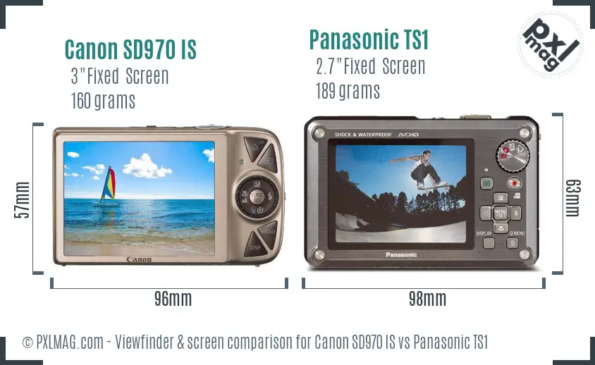 Canon SD970 IS vs Panasonic TS1 Screen and Viewfinder comparison