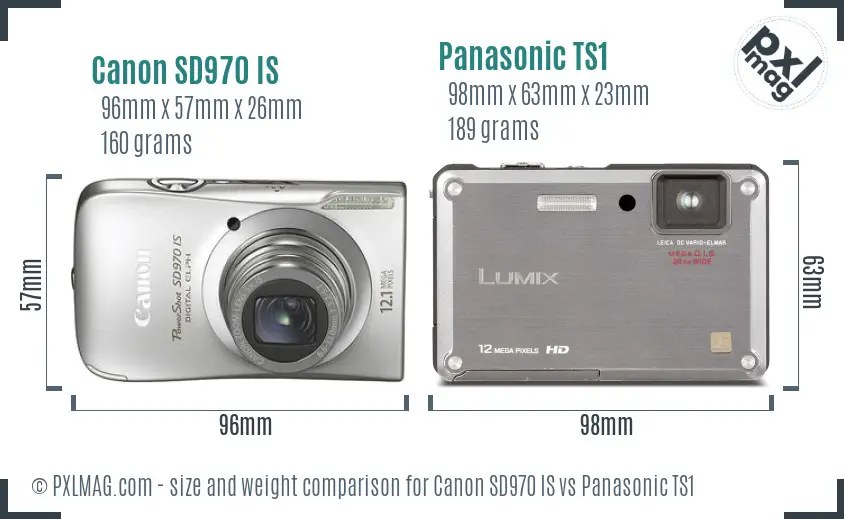 Canon SD970 IS vs Panasonic TS1 size comparison