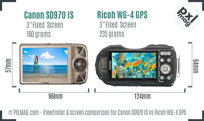 Canon SD970 IS vs Ricoh WG-4 GPS Screen and Viewfinder comparison Canon SD970 IS vs Ricoh WG-4 GPS Screen and Viewfinder comparison