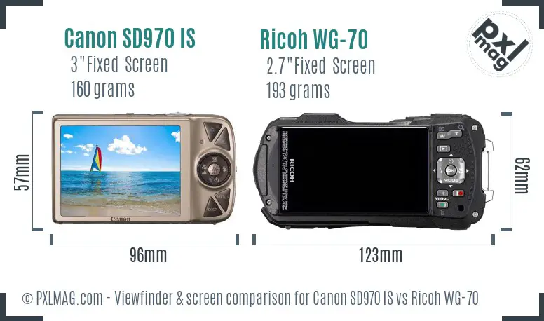 Canon SD970 IS vs Ricoh WG-70 Screen and Viewfinder comparison Canon SD970 IS vs Ricoh WG-70 Screen and Viewfinder comparison