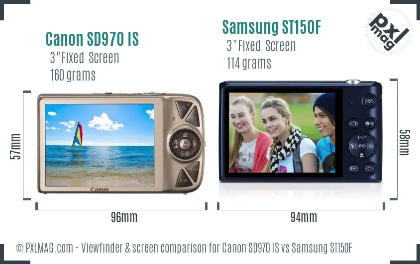 Canon SD970 IS vs Samsung ST150F Screen and Viewfinder comparison Canon SD970 IS vs Samsung ST150F Screen and Viewfinder comparison