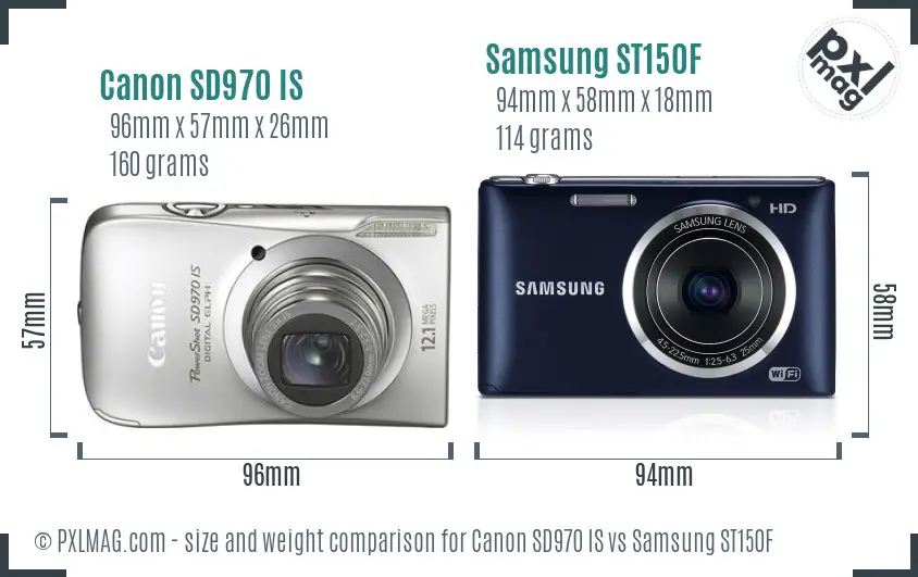 Canon SD970 IS vs Samsung ST150F size comparison Canon SD970 IS vs Samsung ST150F size comparison