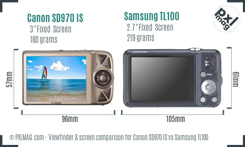 Canon SD970 IS vs Samsung TL100 Screen and Viewfinder comparison Canon SD970 IS vs Samsung TL100 Screen and Viewfinder comparison