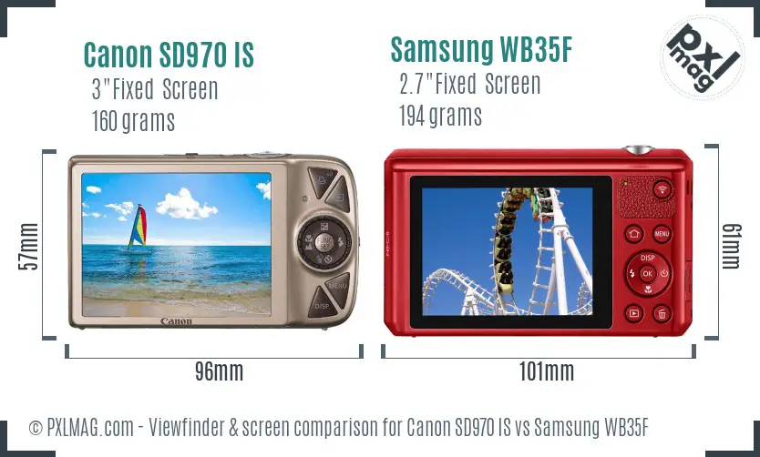 Canon SD970 IS vs Samsung WB35F Screen and Viewfinder comparison Canon SD970 IS vs Samsung WB35F Screen and Viewfinder comparison