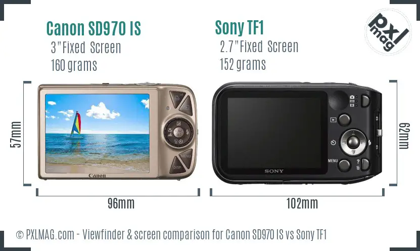 Canon SD970 IS vs Sony TF1 Screen and Viewfinder comparison