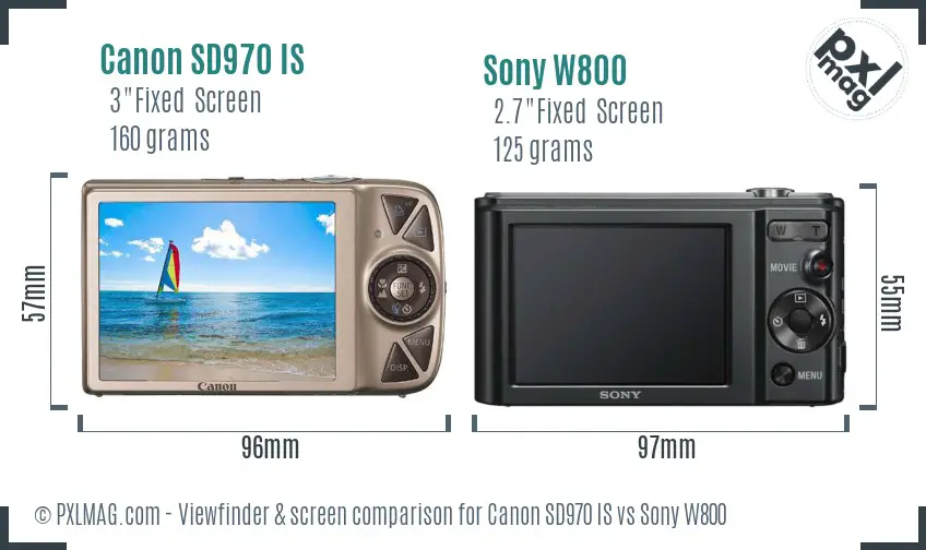 Canon SD970 IS vs Sony W800 Screen and Viewfinder comparison Canon SD970 IS vs Sony W800 Screen and Viewfinder comparison