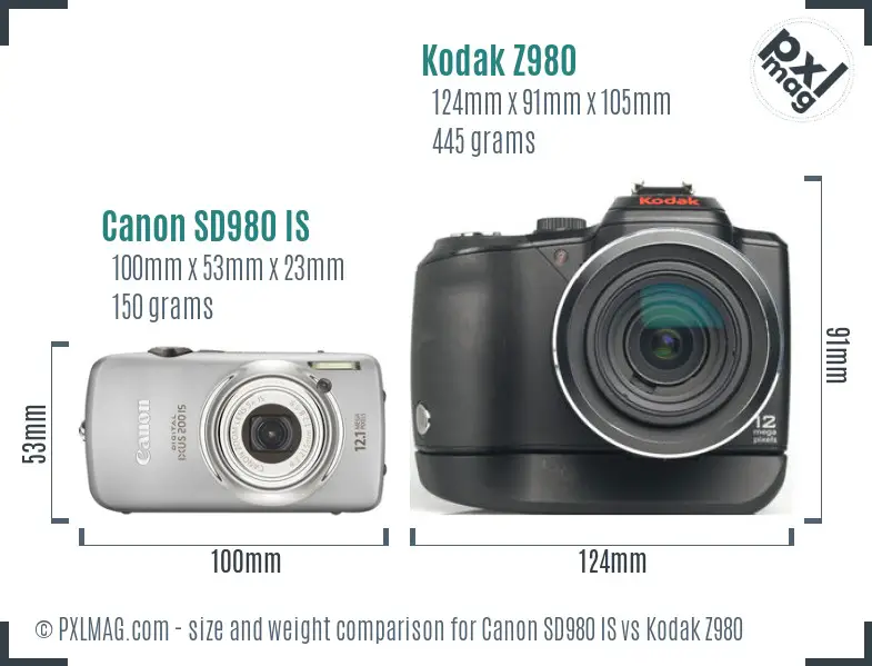 Canon SD980 IS vs Kodak Z980 size comparison