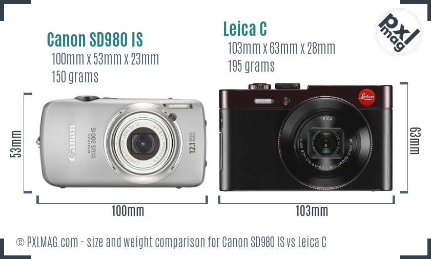 Canon SD980 IS vs Leica C size comparison
