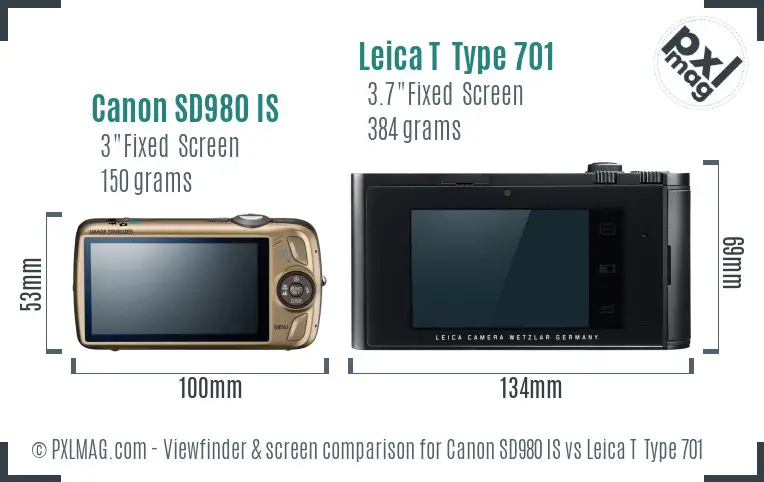 Canon SD980 IS vs Leica T  Type 701 Screen and Viewfinder comparison