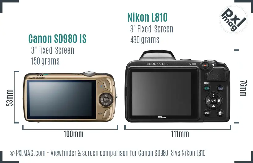 Canon SD980 IS vs Nikon L810 Screen and Viewfinder comparison Canon SD980 IS vs Nikon L810 Screen and Viewfinder comparison
