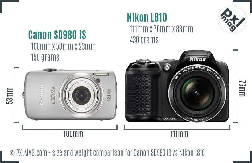 Canon SD980 IS vs Nikon L810 size comparison Canon SD980 IS vs Nikon L810 size comparison