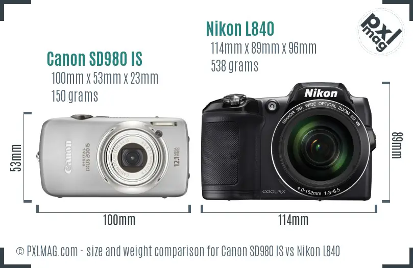 Canon SD980 IS vs Nikon L840 size comparison